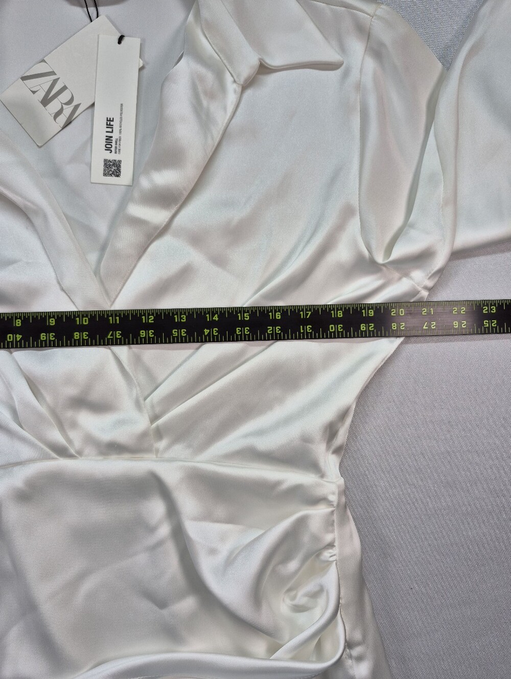 Zara Women's L White Silk Effect Draped Long Sleeve Shirt Dress 4437/098 NWT - Picture 11 of 16